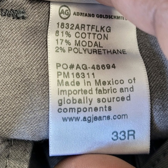 AG Adriano Goldschmied The Marshall Modern Slim Fit Trouser Pants in Grey Sz 33R - Picture 10 of 13